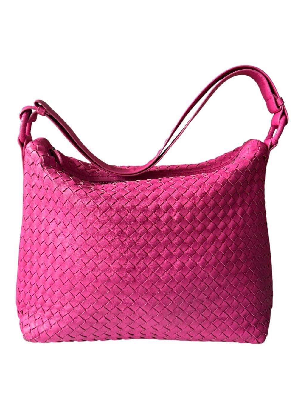 Bottega Veneta Intrecciato Fuchsia Hobo Shoulder Crossbody Bag